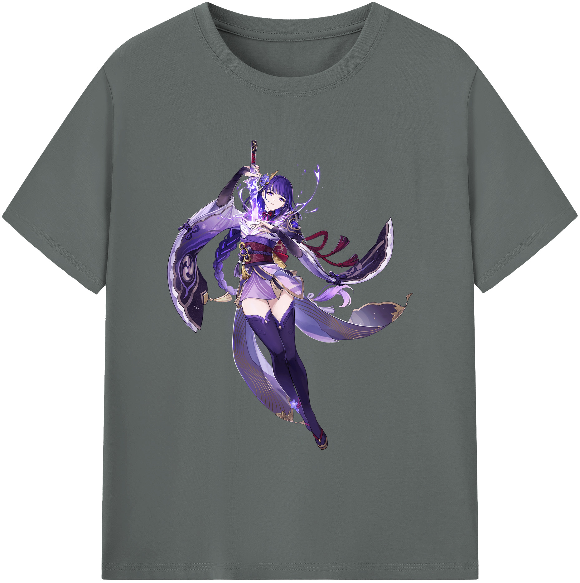 げんし神 雷電将軍 らいでんしょうぐん genshin Raiden Shogun 綿100％ メンズ半袖Tシャツ｜肌触りやわらか＆通気性